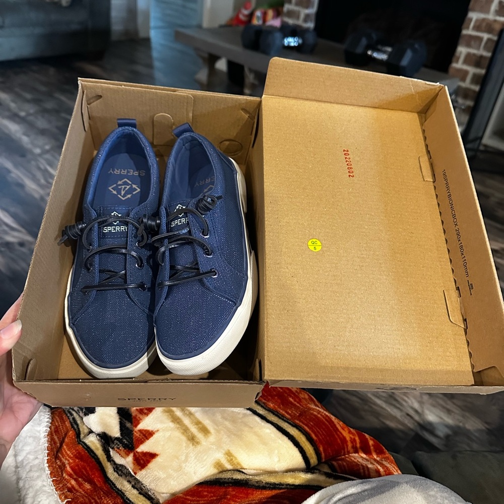 Sperry Blue Athletic Shoes with White Soles